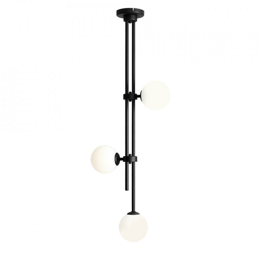Plafoniera alba/neagra din sticla cu 3 becuri Harmony Aldex