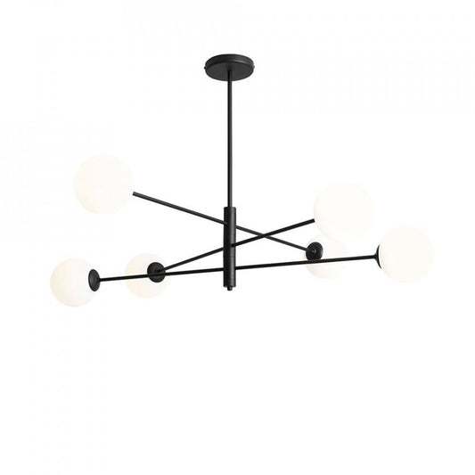 Plafoniera alba/neagra din sticla cu 6 becuri Homme Aldex