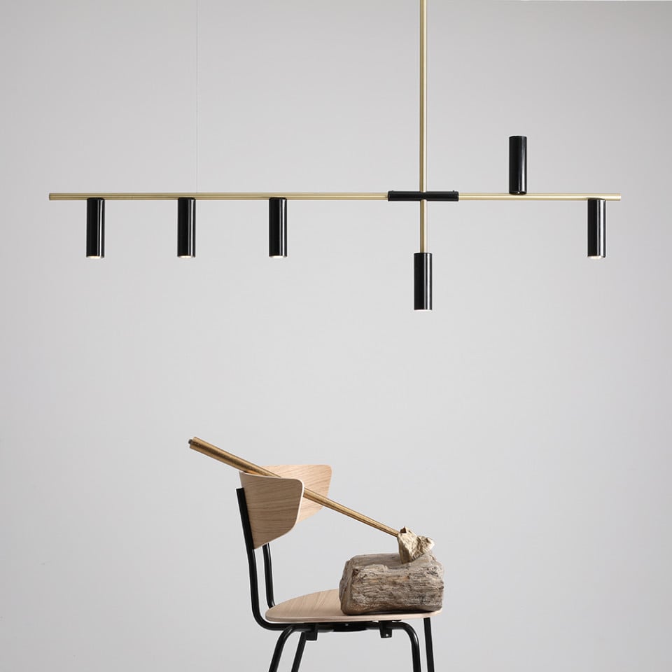 Plafoniera aurie/neagra din metal cu 6 becuri Trevo Aldex