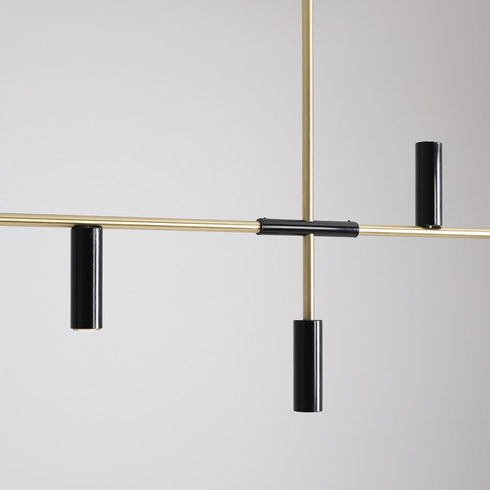 Plafoniera aurie/neagra din metal cu 6 becuri Trevo Aldex