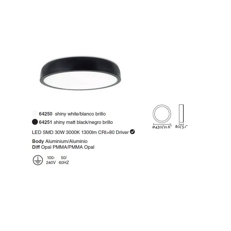 Plafoniera design modern Cocotte-S negru ø43cm