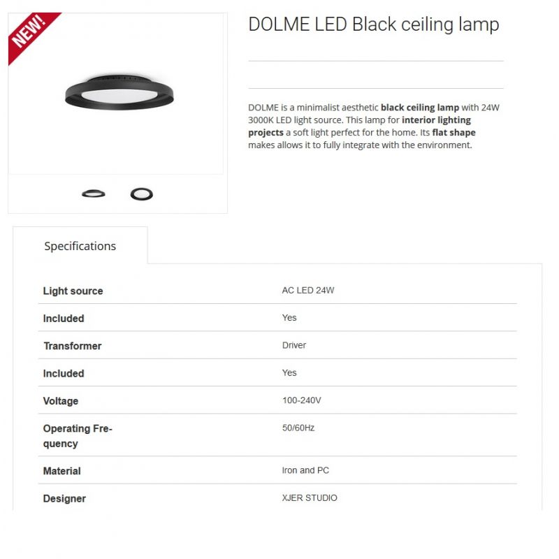 Plafoniera LED design ultramodern minimalist DOLME Black