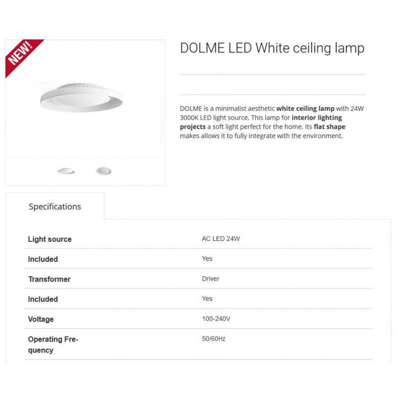 Plafoniera LED design ultramodern minimalist DOLME White