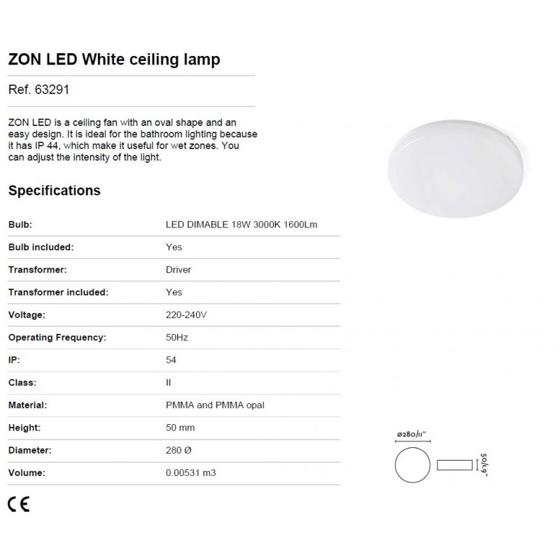 Plafoniera LED dimabila BAIE IP54 ZON Ø28cm