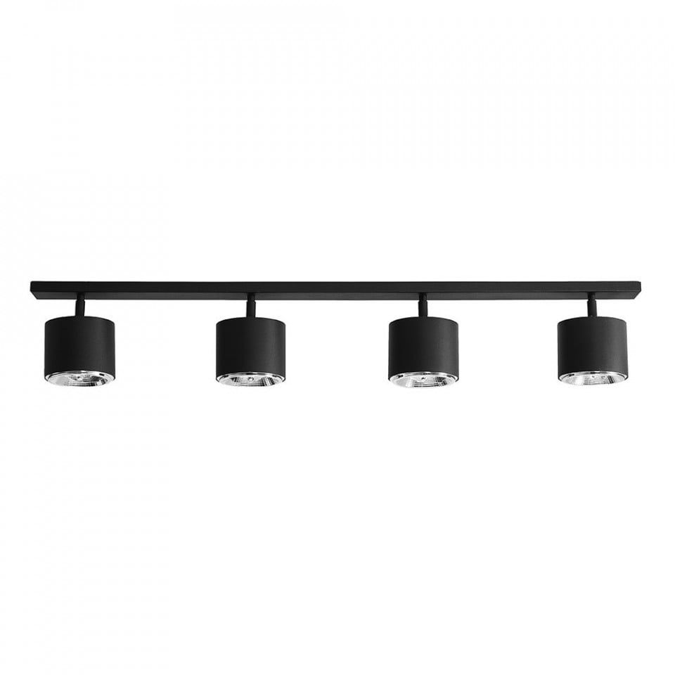 Plafoniera neagra din metal cu 4 becuri Bot Aldex