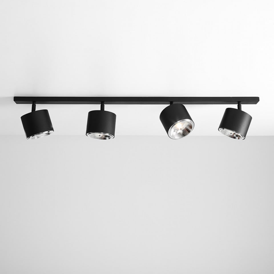 Plafoniera neagra din metal cu 4 becuri Bot Aldex