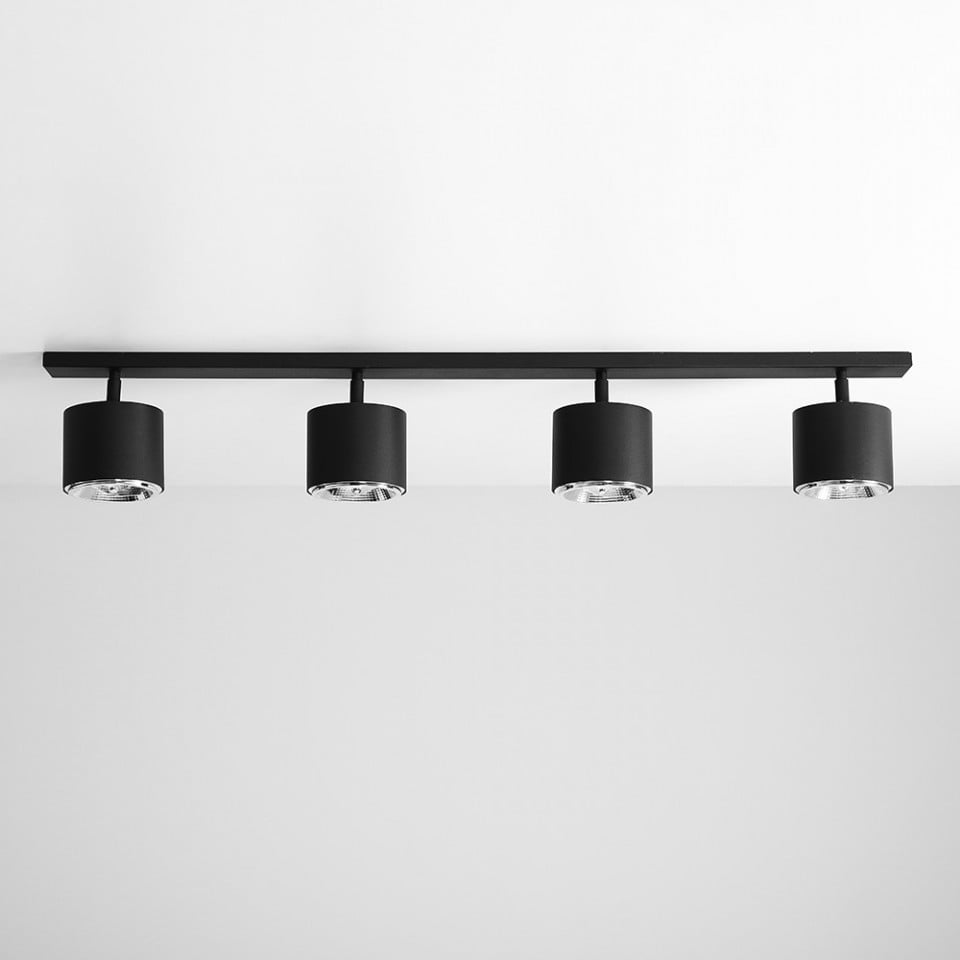 Plafoniera neagra din metal cu 4 becuri Bot Aldex