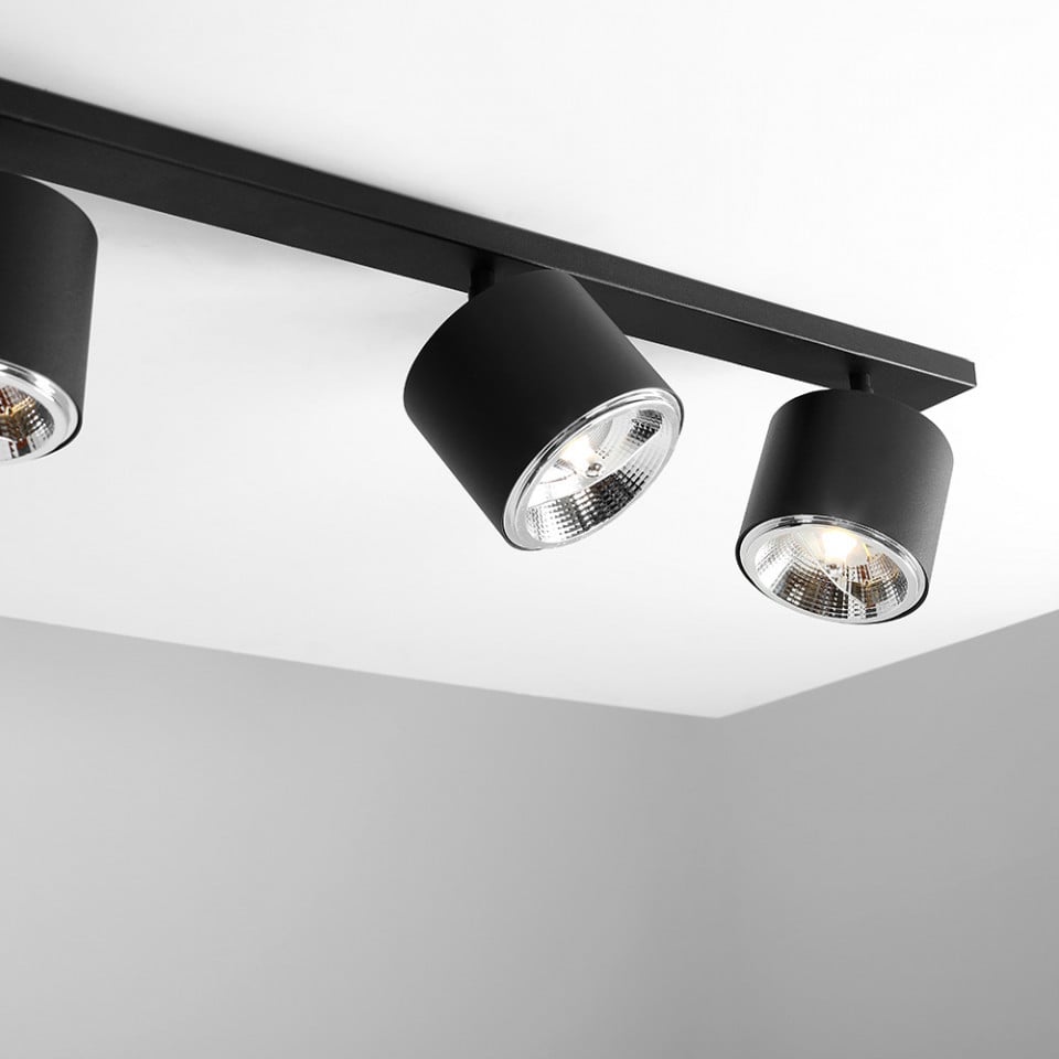 Plafoniera neagra din metal cu 4 becuri Bot Aldex
