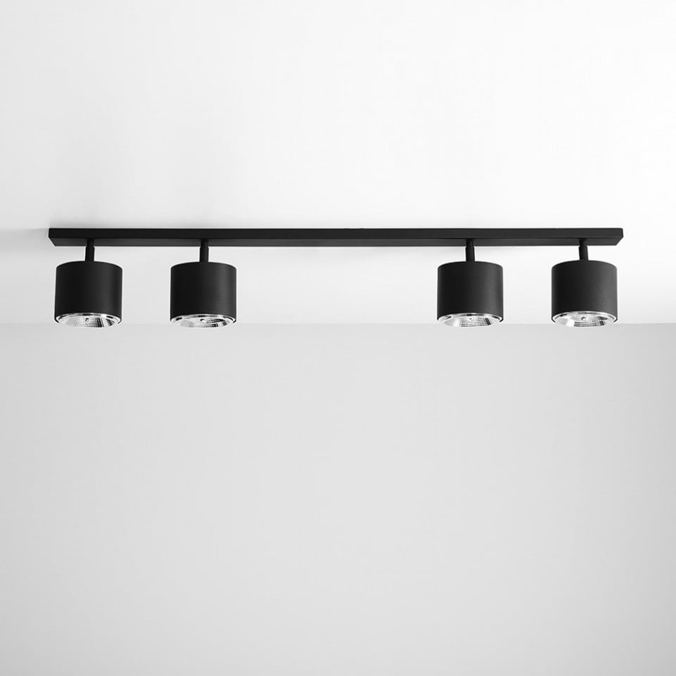Plafoniera neagra din metal cu 4 becuri Bot Aldex