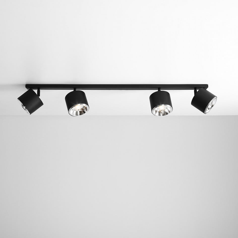 Plafoniera neagra din metal cu 4 becuri Bot Aldex