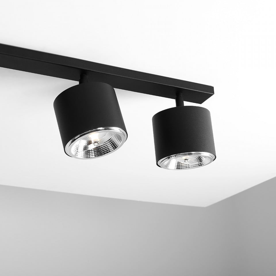 Plafoniera neagra din metal cu 4 becuri Bot Aldex