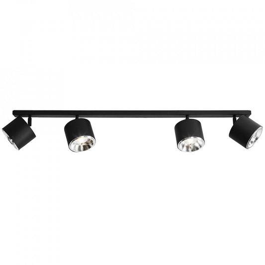 Plafoniera neagra din metal cu 4 becuri Bot Aldex