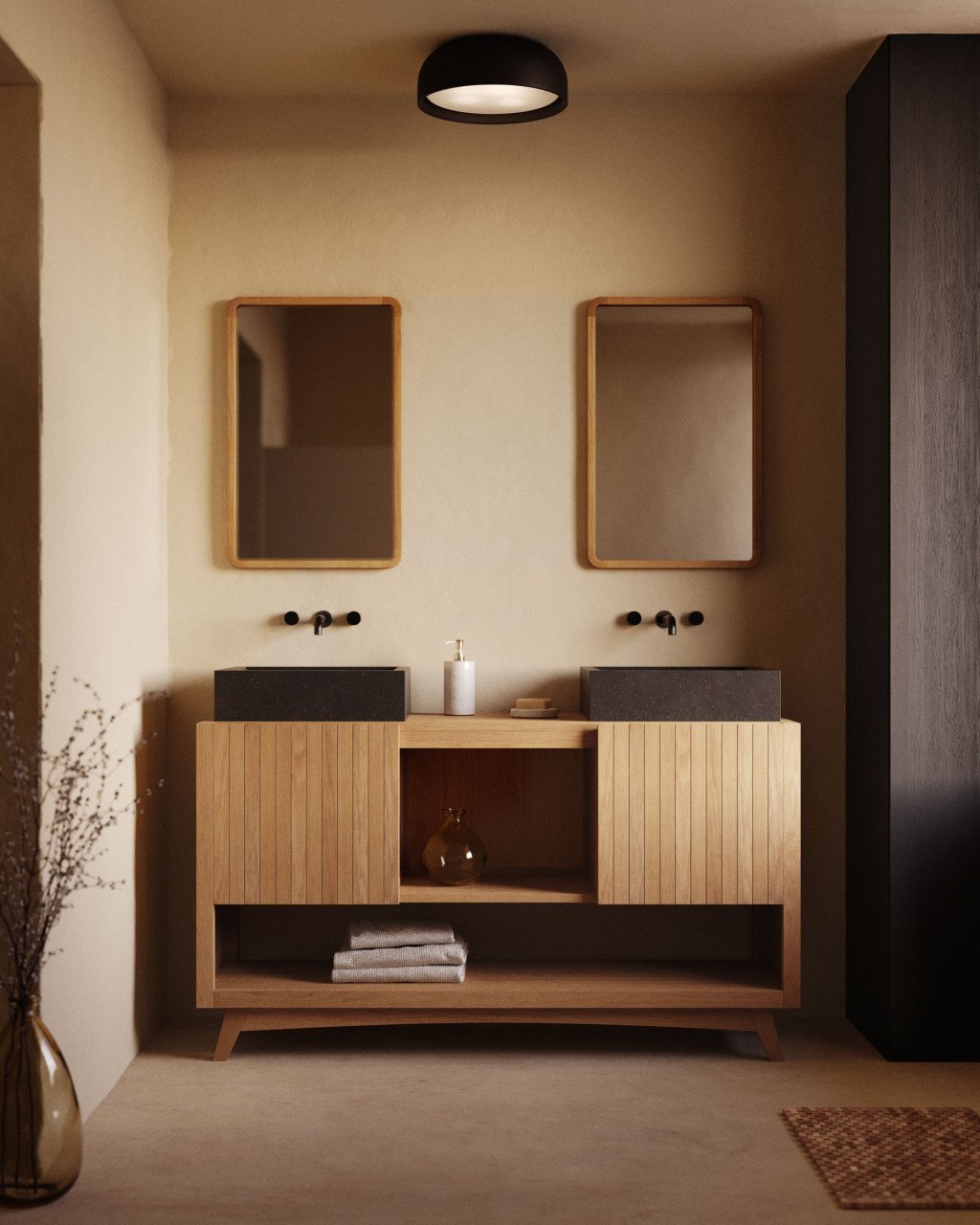 Plafoniera neagra din plastic Xaviera Kave Home