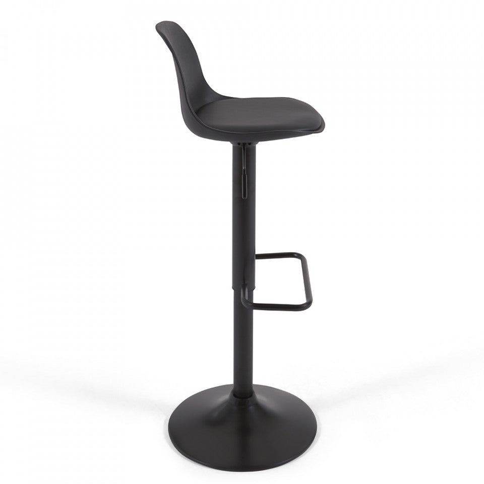 Scaun bar ajustabil negru din piele ecologica Orlando Kave Home