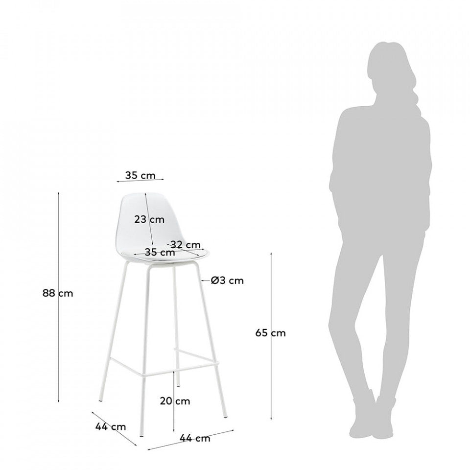 Scaun bar alb din piele ecologica Brighter Kave Home