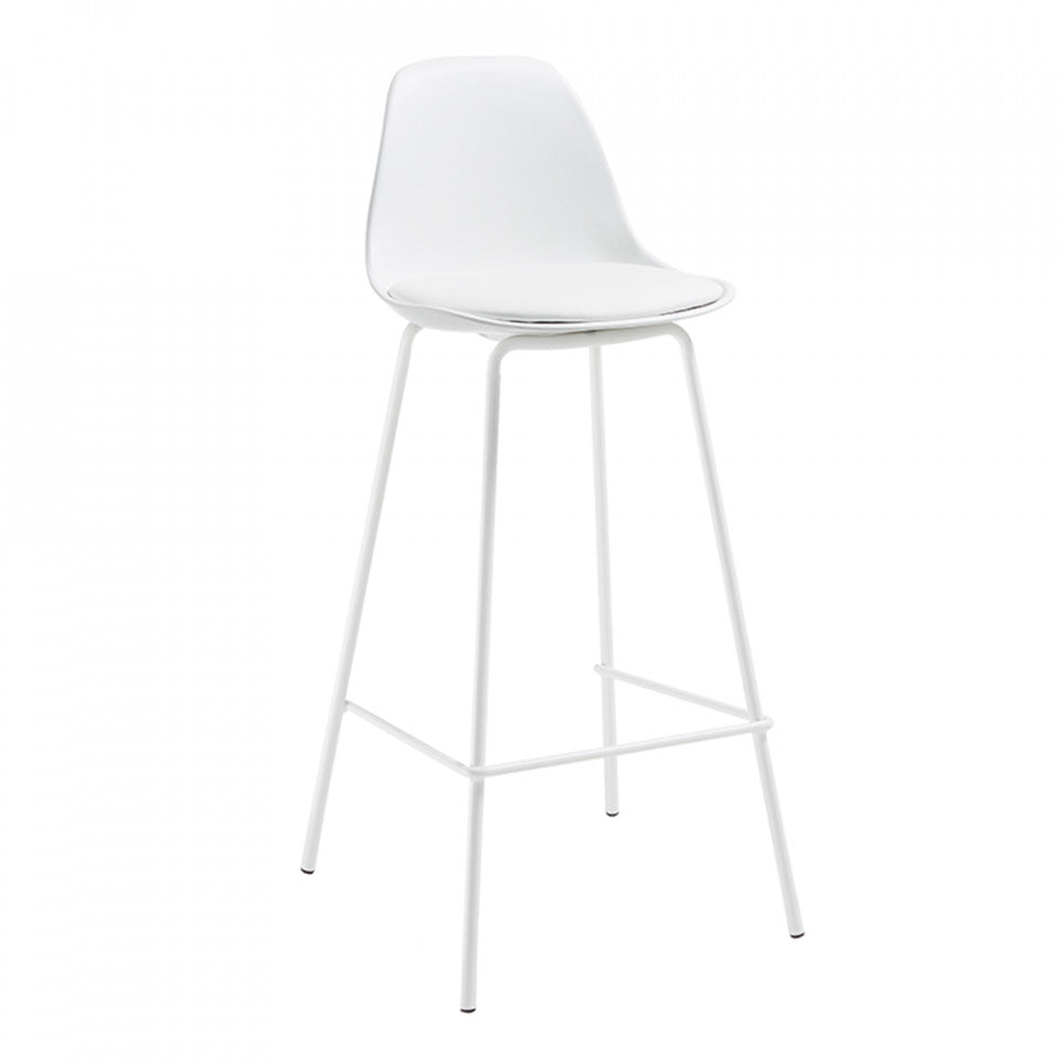Scaun bar alb din piele ecologica Brighter Kave Home
