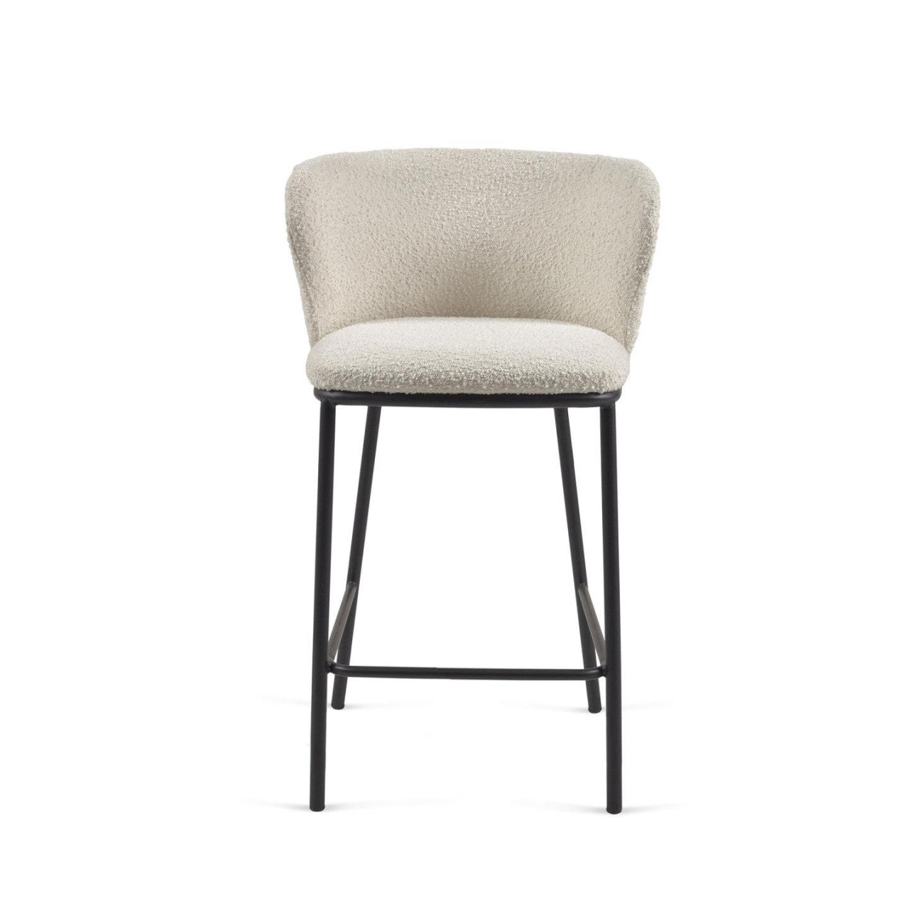 Scaun bar alb din textil Ciselia Fleece Kave Home