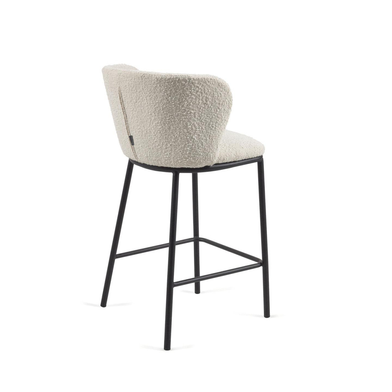 Scaun bar alb din textil Ciselia Fleece Kave Home