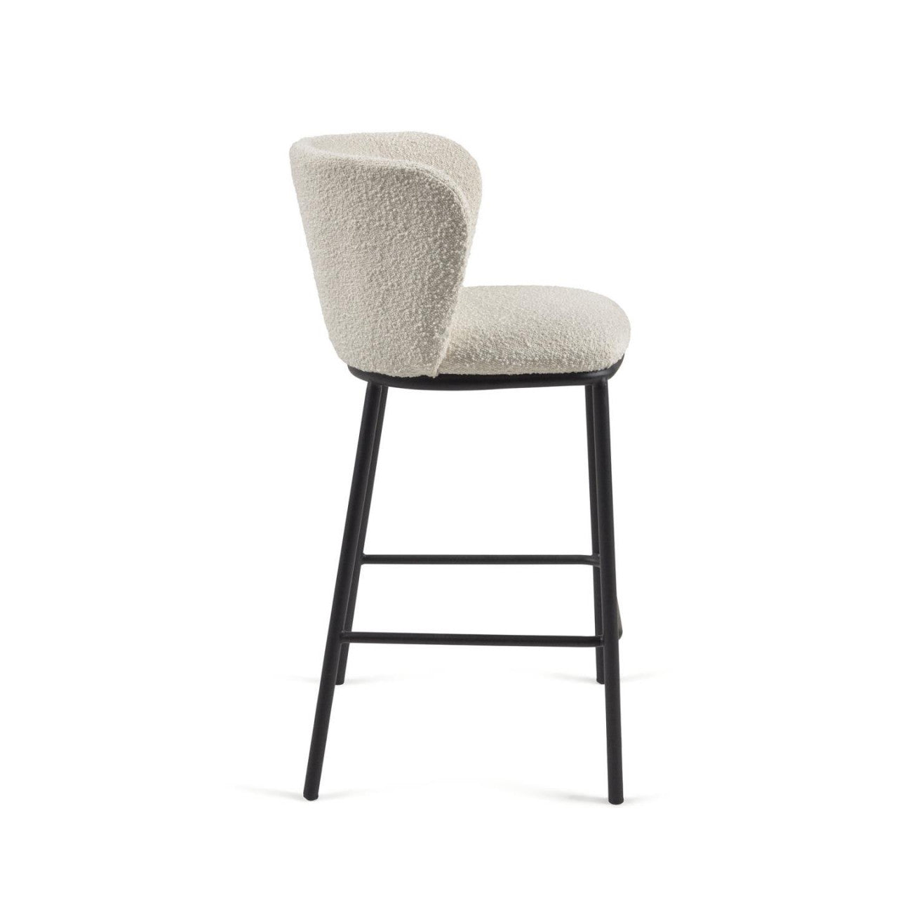 Scaun bar alb din textil Ciselia Fleece Kave Home