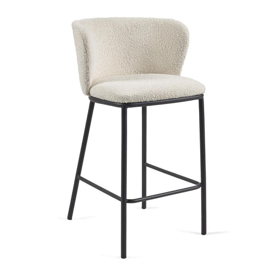 Scaun bar alb din textil Ciselia Fleece Kave Home