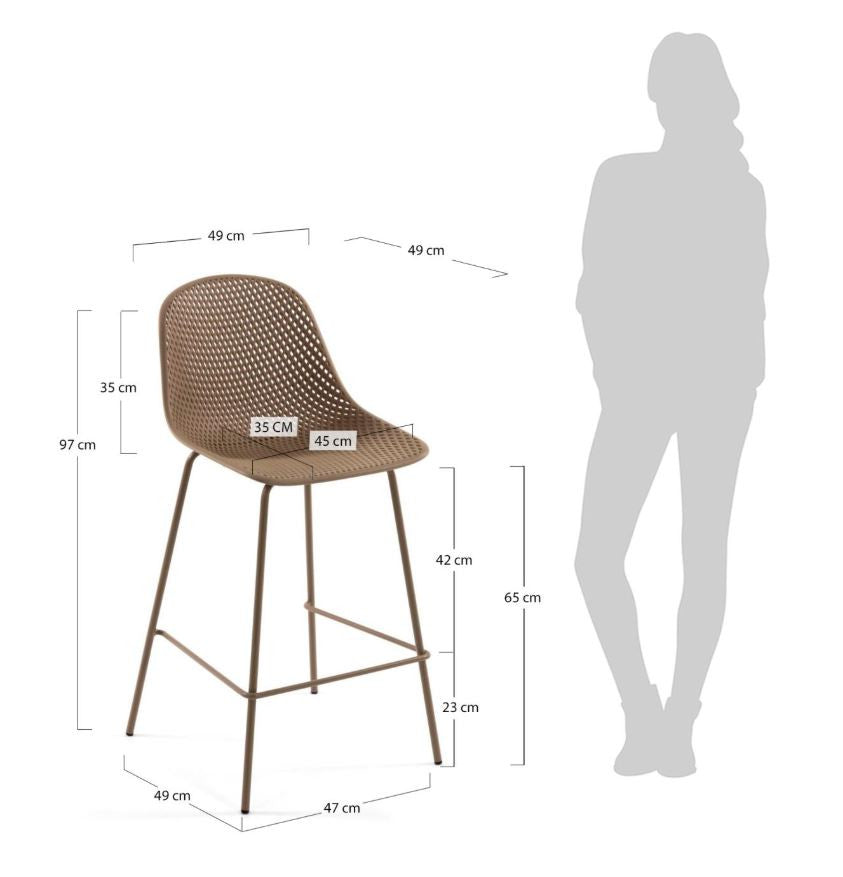 Scaun bar bej din metal Quinby Kave Home