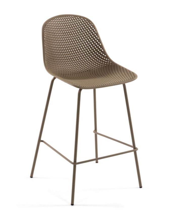 Scaun bar bej din metal Quinby Kave Home