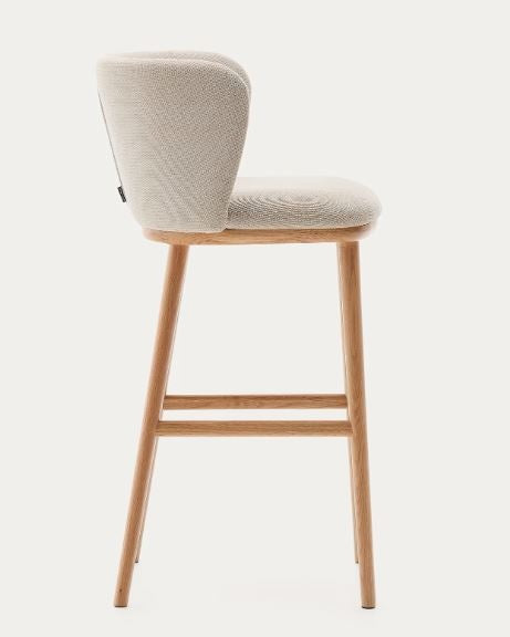 Scaun bar bej din textil Ciselia High Chenille Kave Home