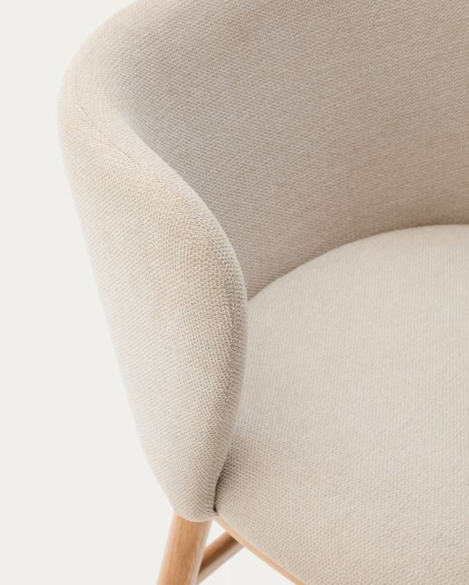 Scaun bar bej din textil Ciselia High Chenille Kave Home