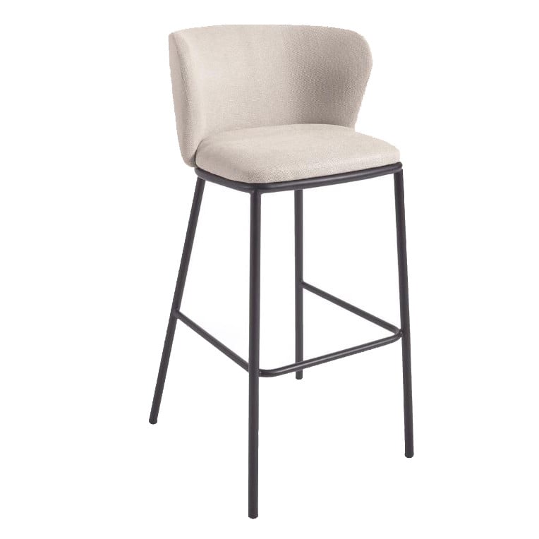 Scaun bar bej din textil Ciselia Kave Home