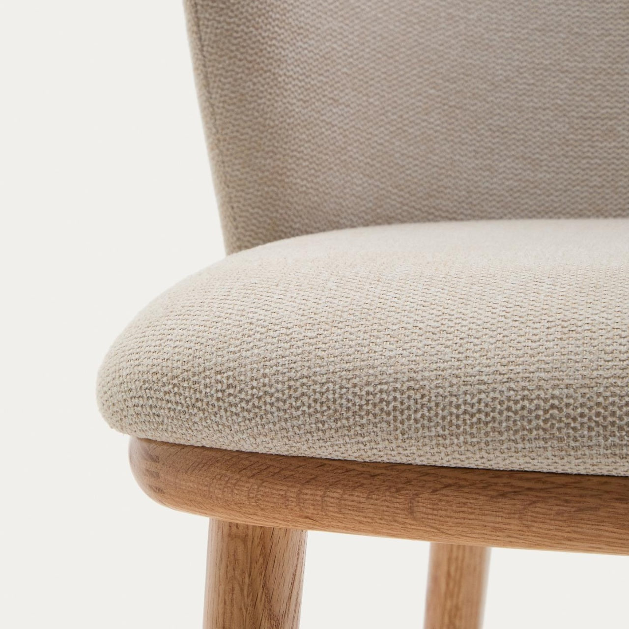 Scaun bar bej din textil Ciselia Low Chenille Kave Home
