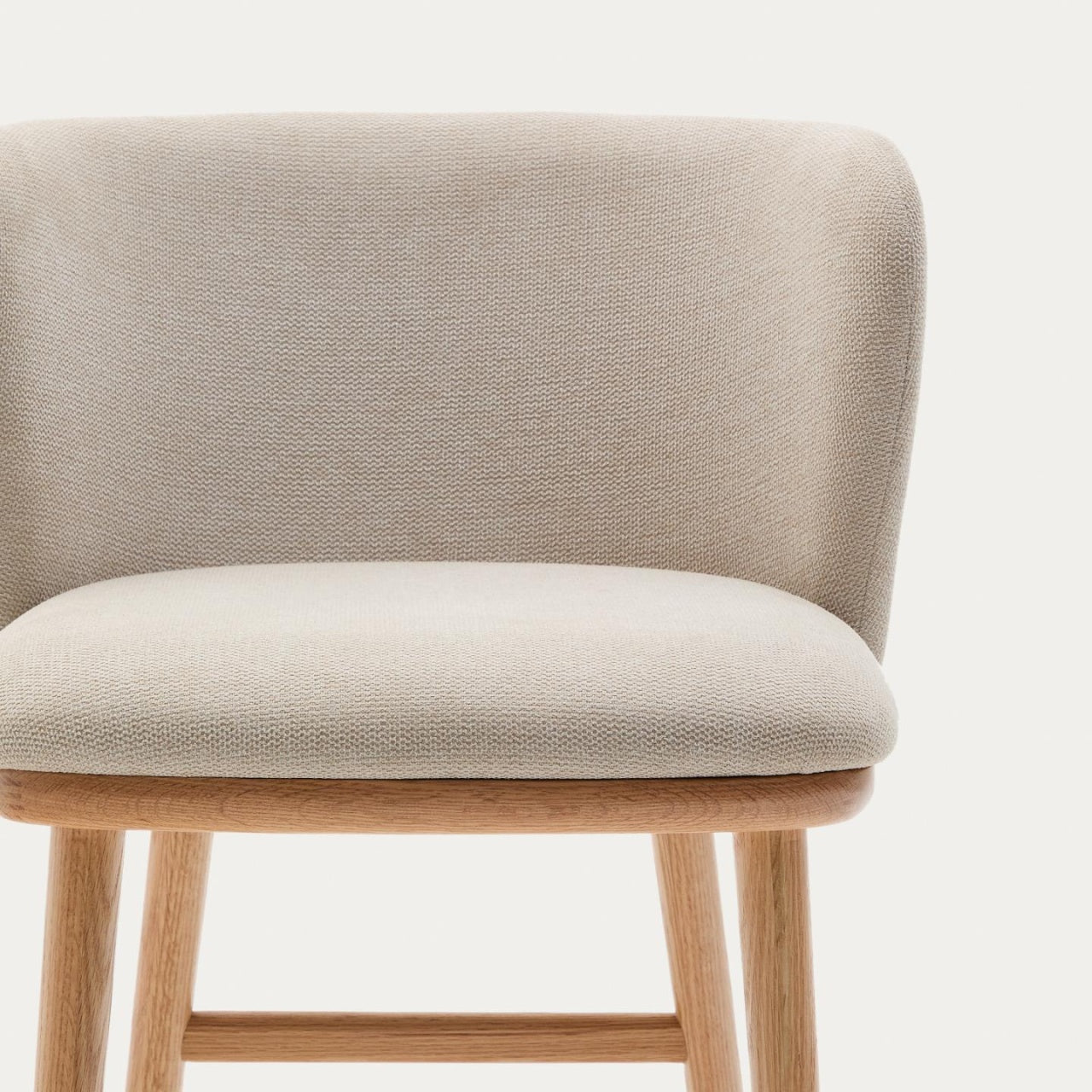 Scaun bar bej din textil Ciselia Low Chenille Kave Home