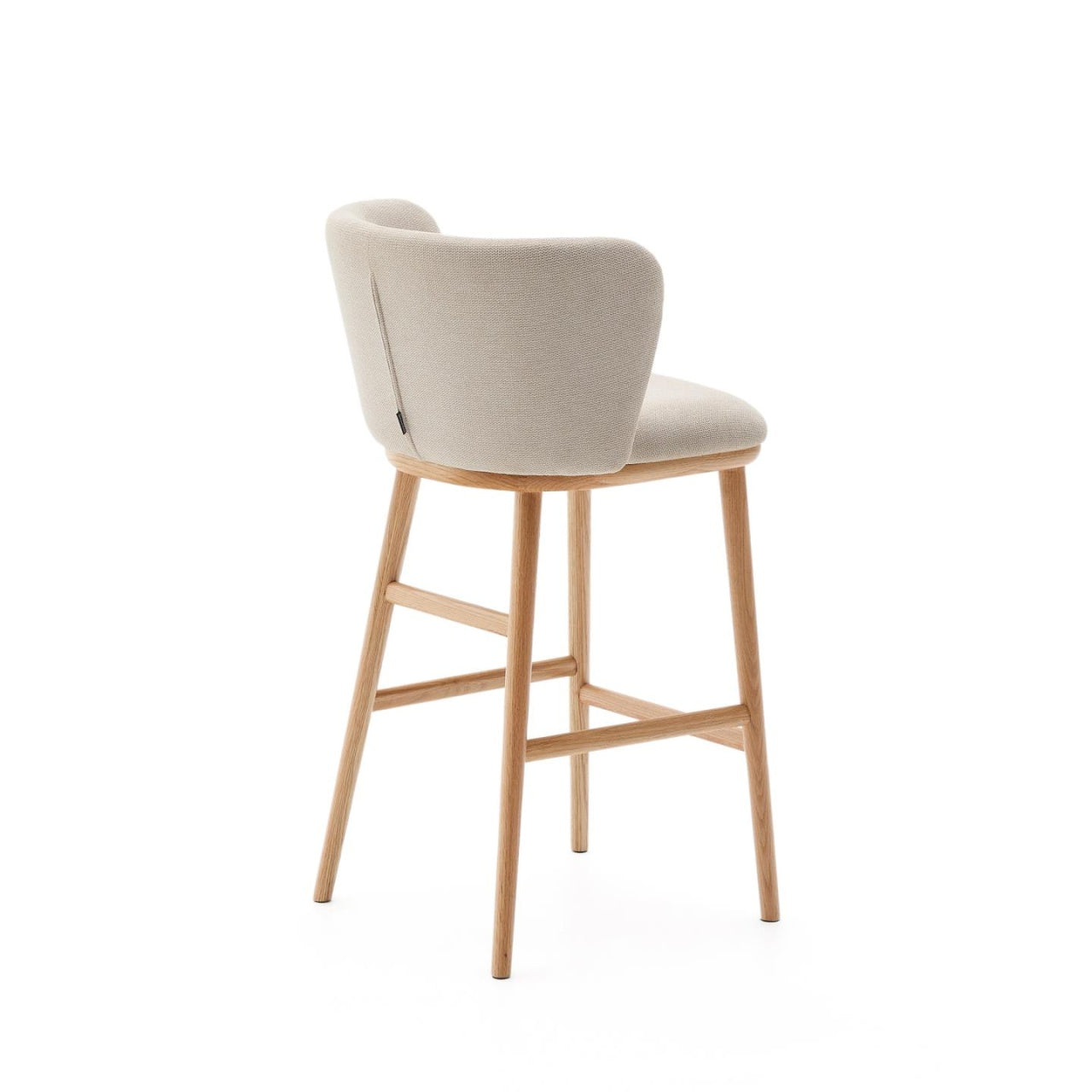 Scaun bar bej din textil Ciselia Low Chenille Kave Home