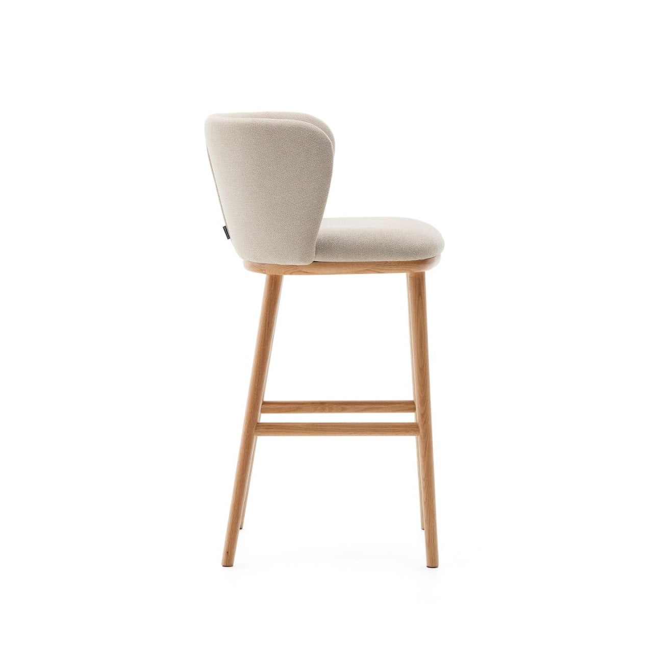 Scaun bar bej din textil Ciselia Low Chenille Kave Home