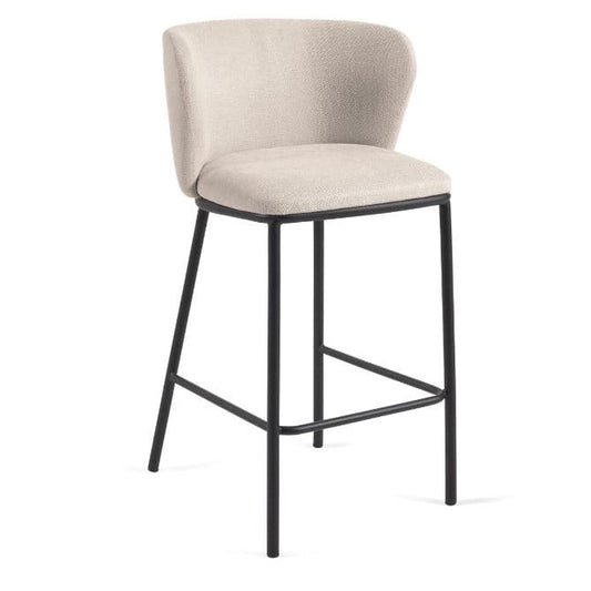Scaun bar bej din textil Ciselia Low Kave Home