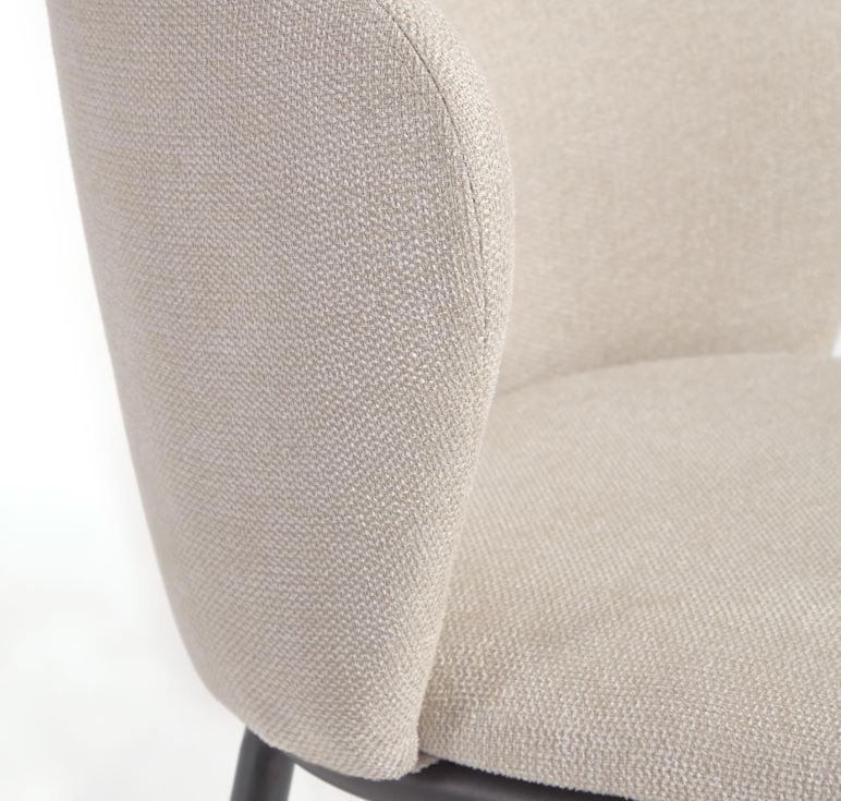 Scaun bar bej din textil Ciselia Low Kave Home