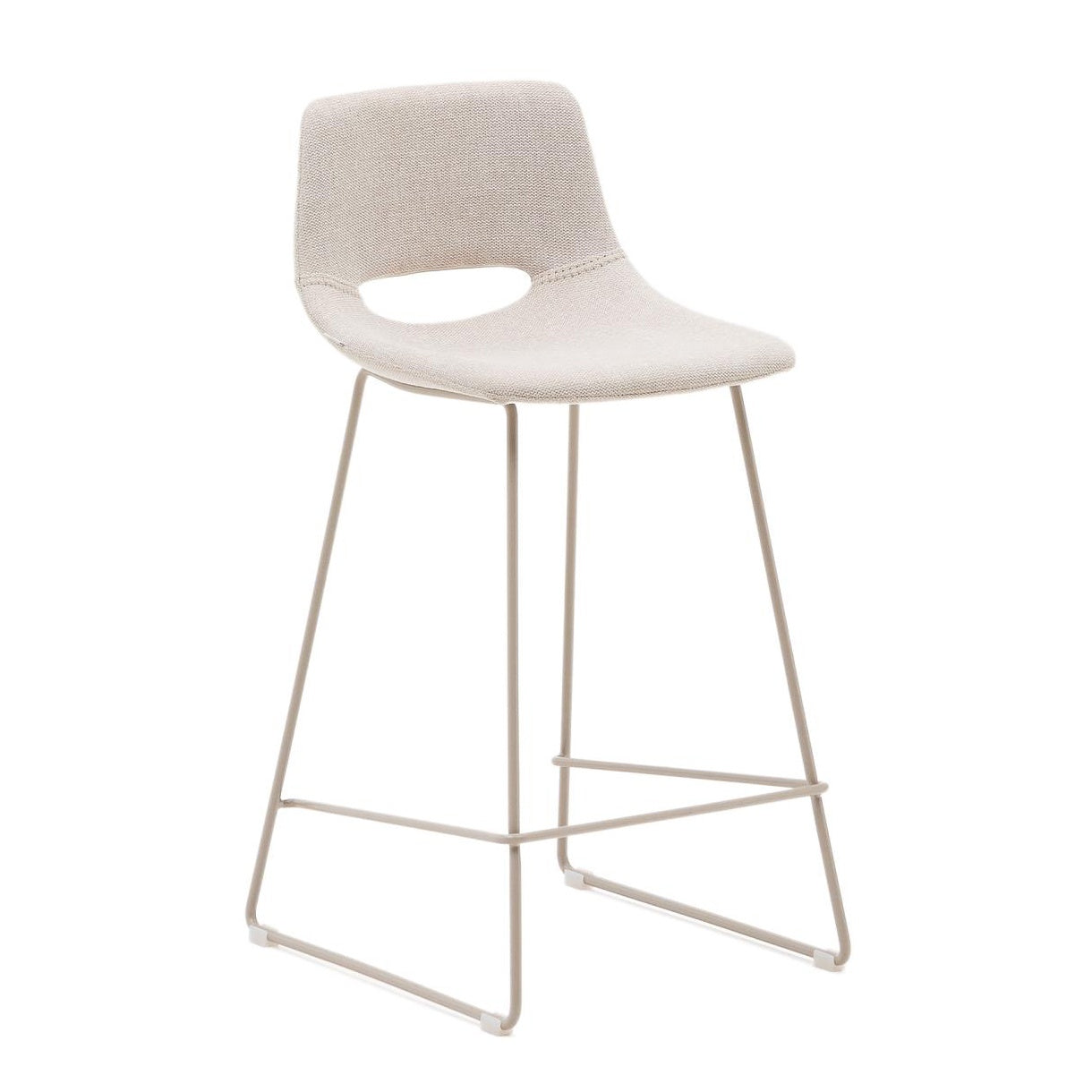 Scaun bar bej din textil Zahara Low Kave Home