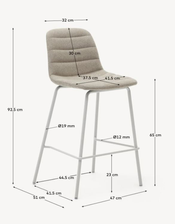 Scaun bar bej din textil Zunilda Kave Home