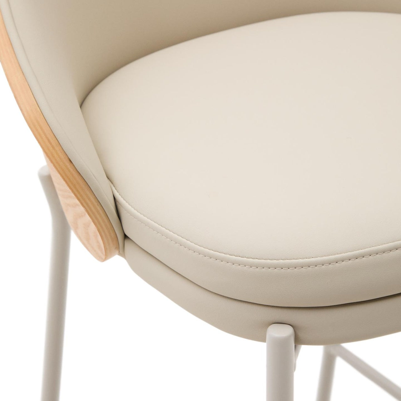 Scaun bar crem din piele ecologica Eamy Kave Home