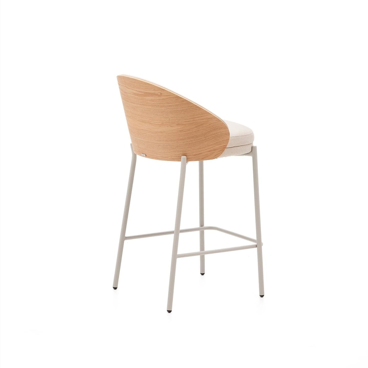 Scaun bar crem din textil Eamy Chenille Kave Home