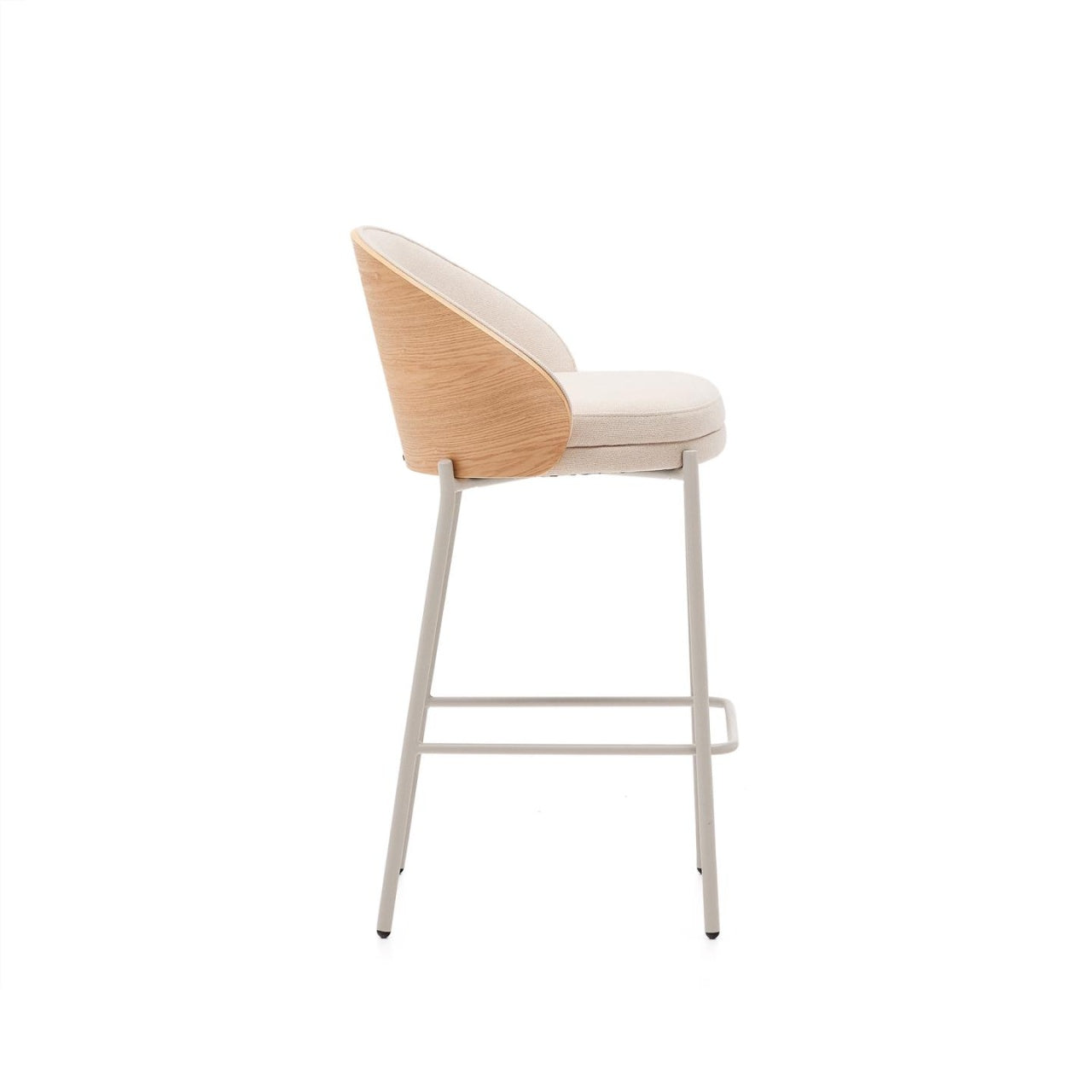 Scaun bar crem din textil Eamy Chenille Kave Home