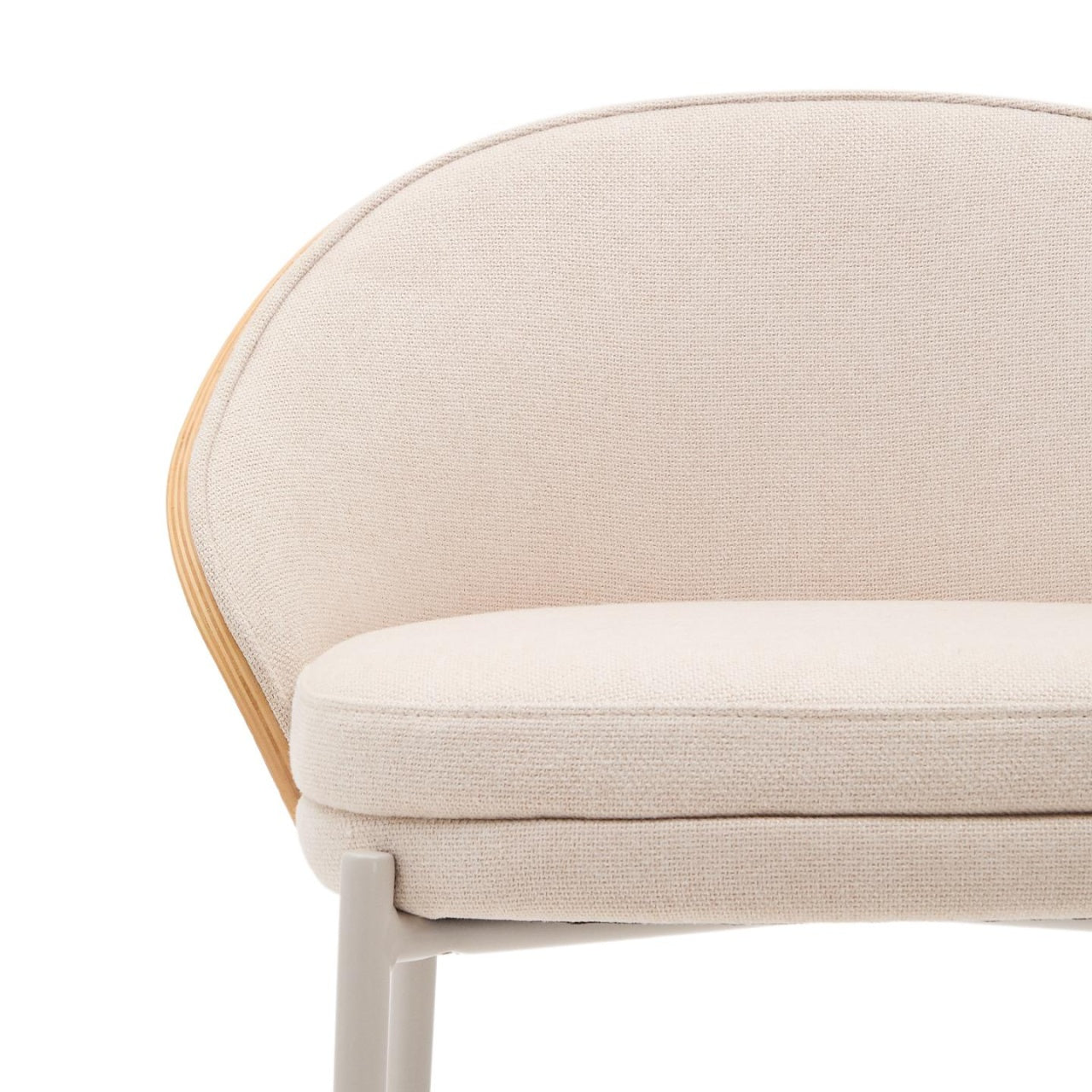 Scaun bar crem din textil Eamy Tall Chenille Kave Home