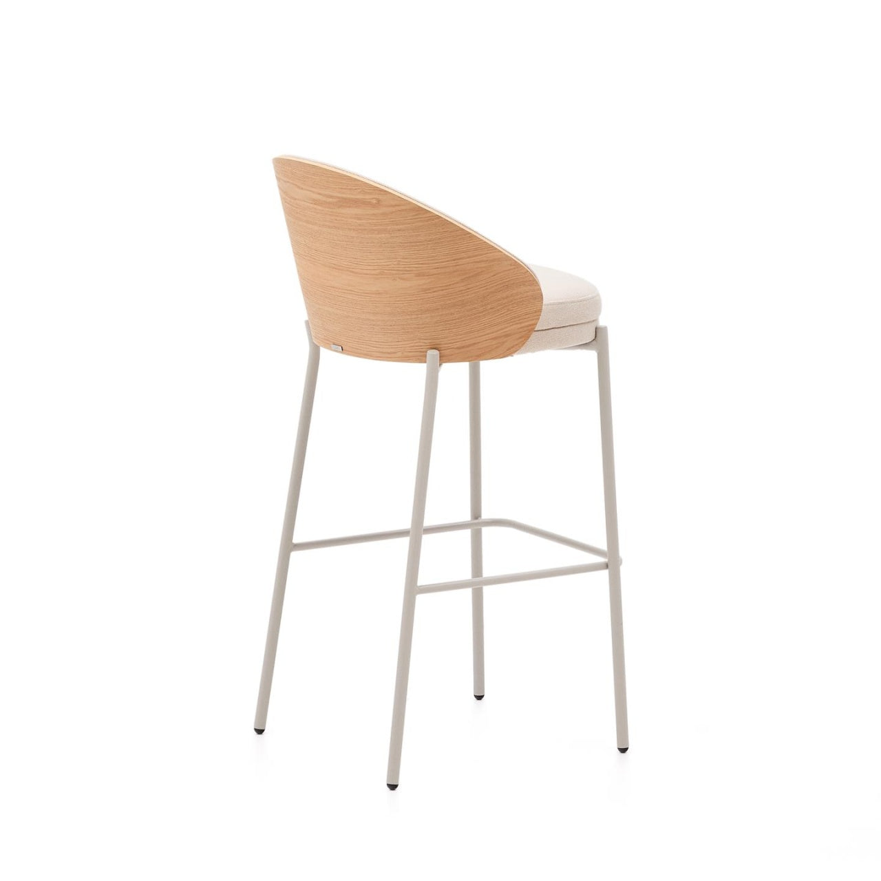 Scaun bar crem din textil Eamy Tall Chenille Kave Home
