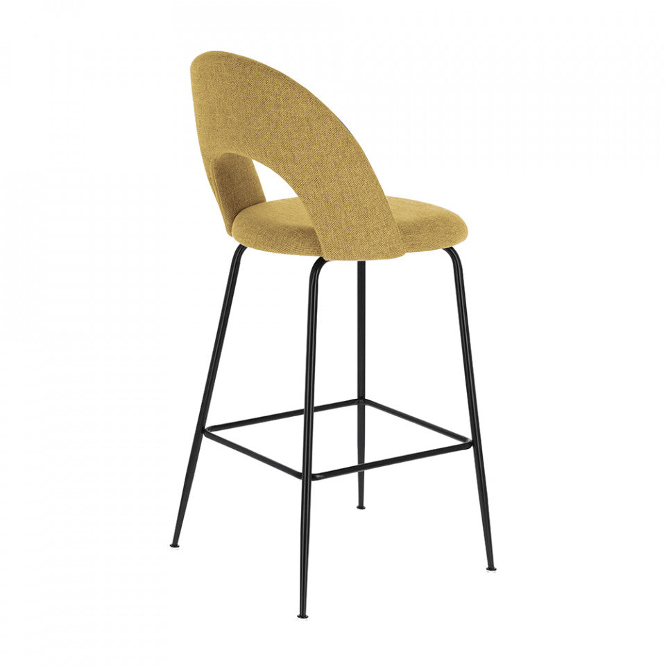 Scaun bar galben din textil Mahalia Kave Home