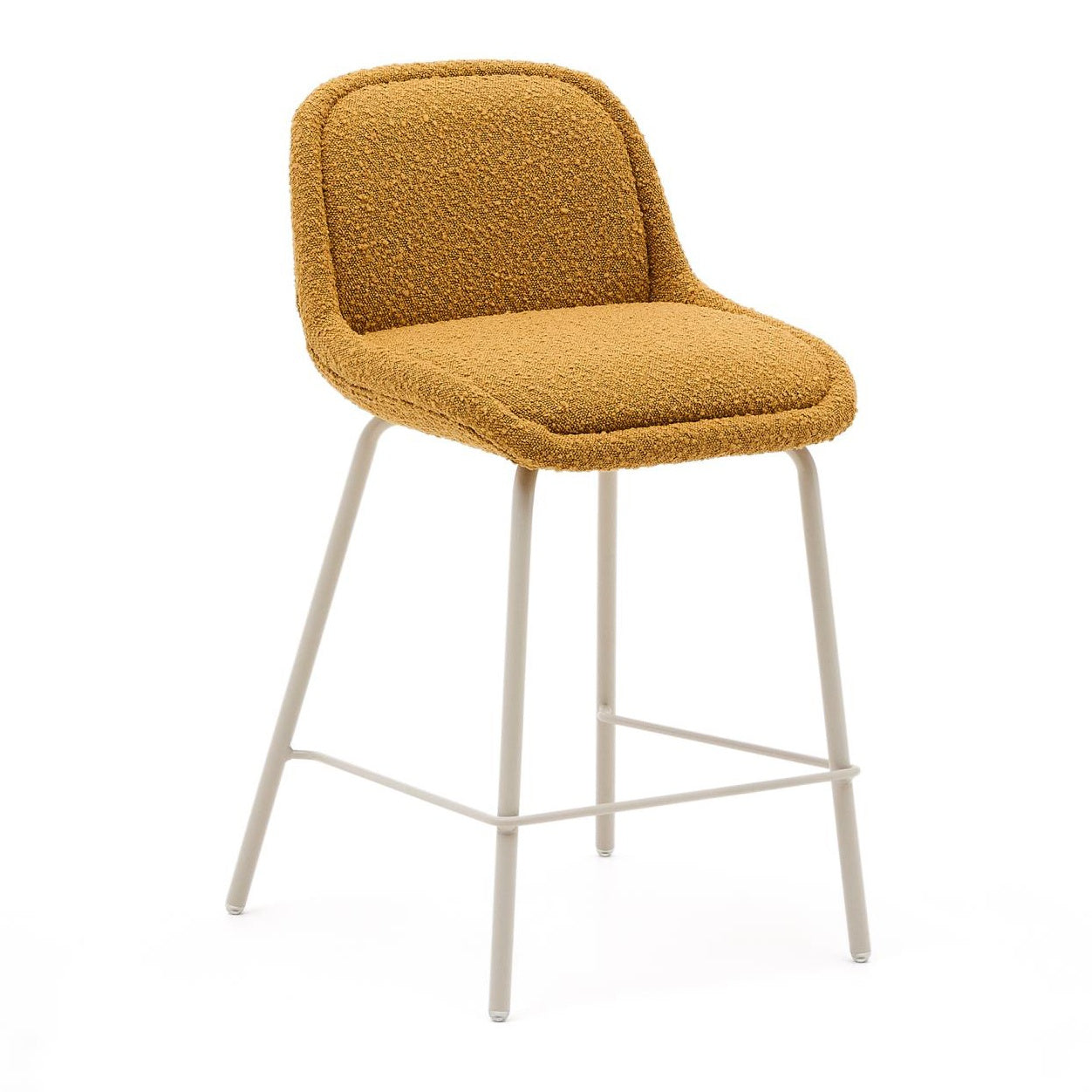 Scaun bar galben mustar/bej din textil Aimin Kave Home