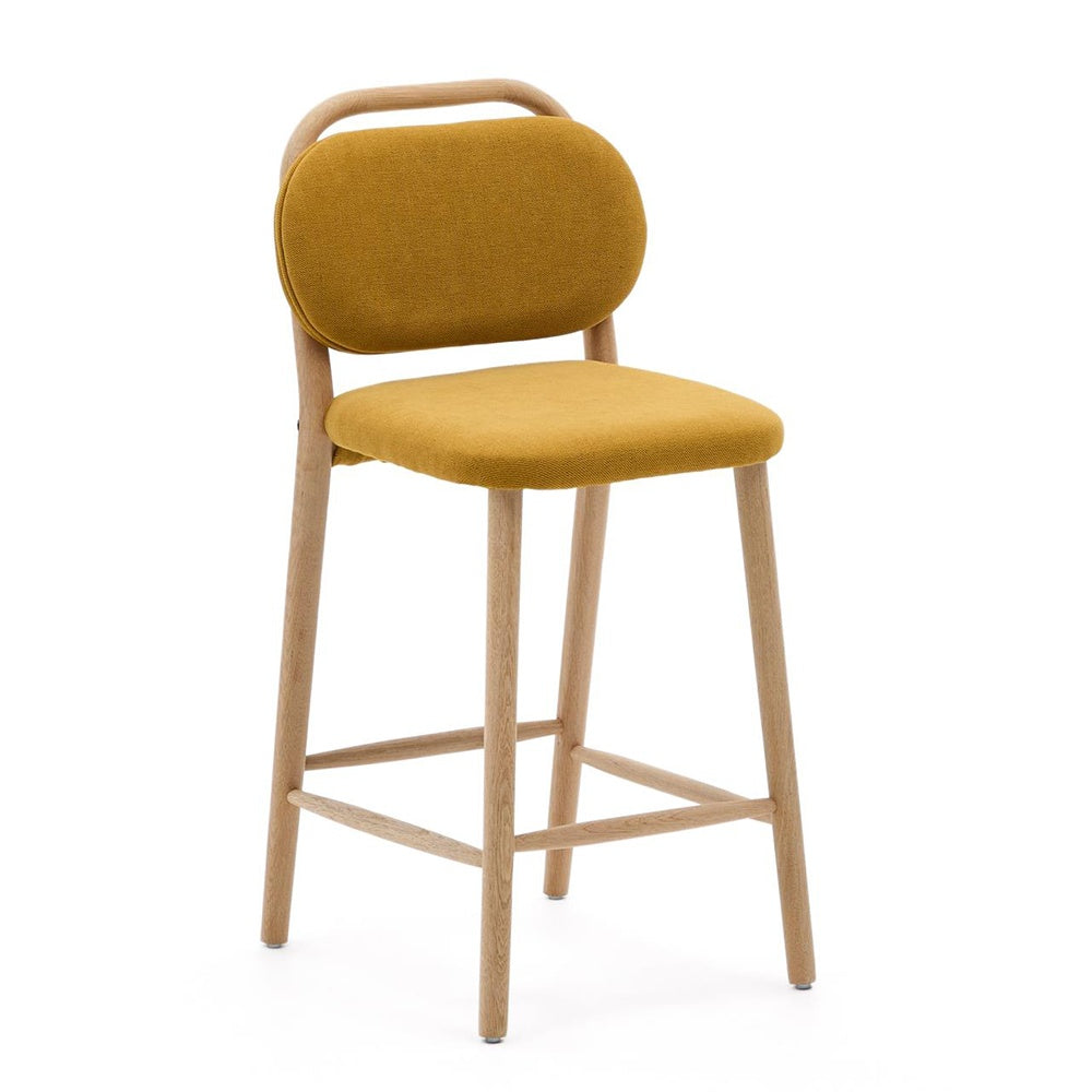 Scaun bar galben mustar din textil Helda Kave Home