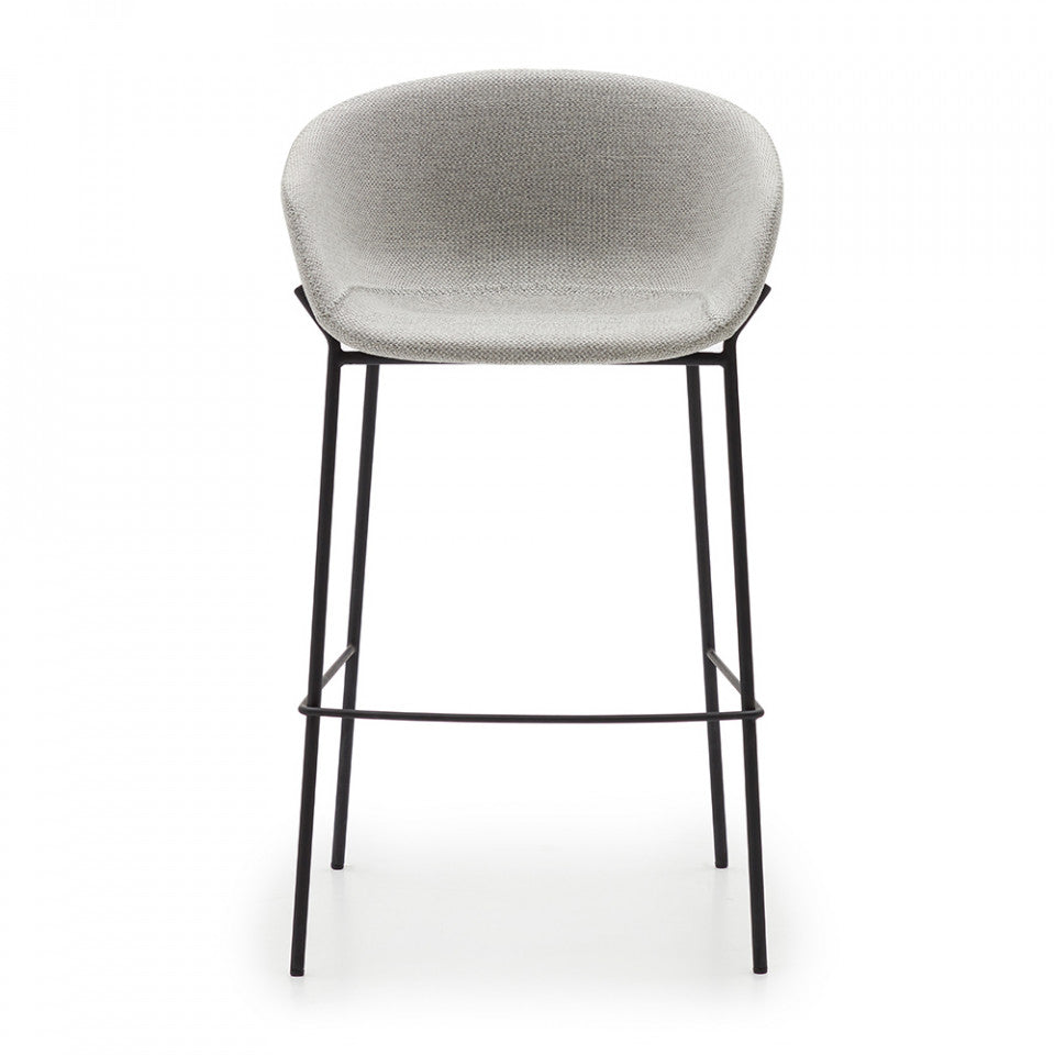 Scaun bar gri deschis din metal Yvette Kave Home