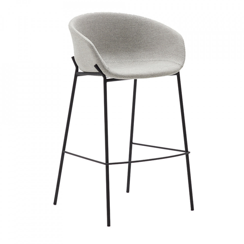 Scaun bar gri deschis din metal Yvette Kave Home