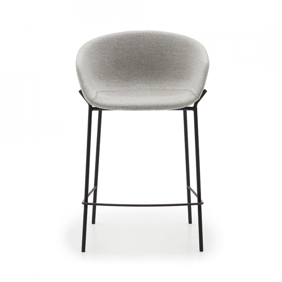 Scaun bar gri deschis din metal Yvette Low Kave Home