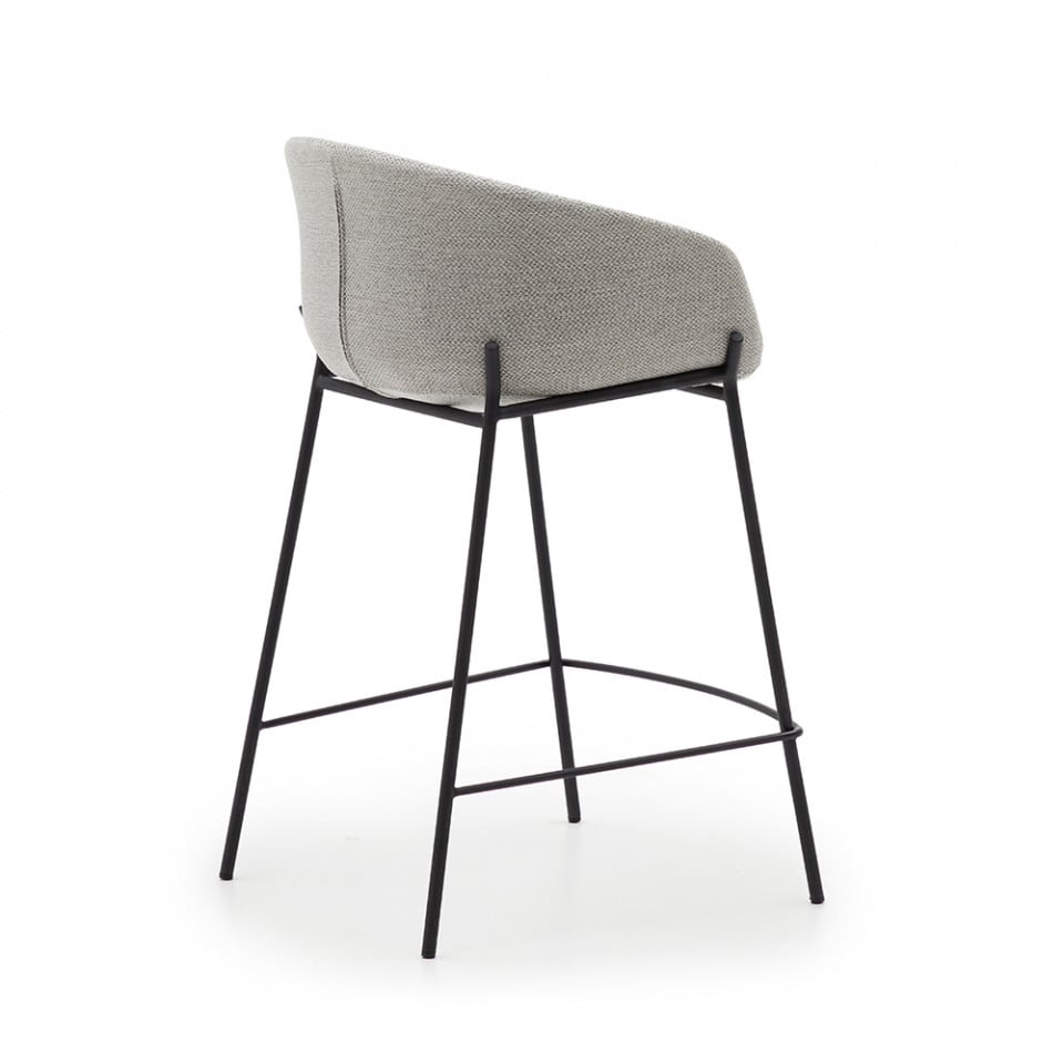 Scaun bar gri deschis din metal Yvette Low Kave Home