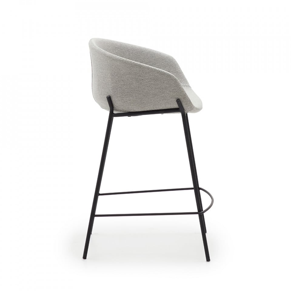 Scaun bar gri deschis din metal Yvette Low Kave Home